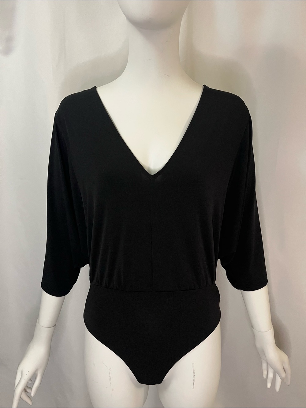 Black V-Neck Dolman Sleeve Bodysuit